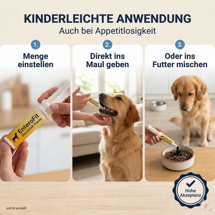 EnteroFit Durchfall Paste – einfache Anwendung ins Maul oder über das Futter