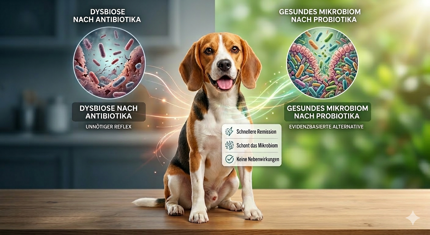 Schluss mit dem Antibiotika-Reflex, Studien zu: Warum Enterococcus faecium die bessere Waffe gegen Durchfall beim Hund ist