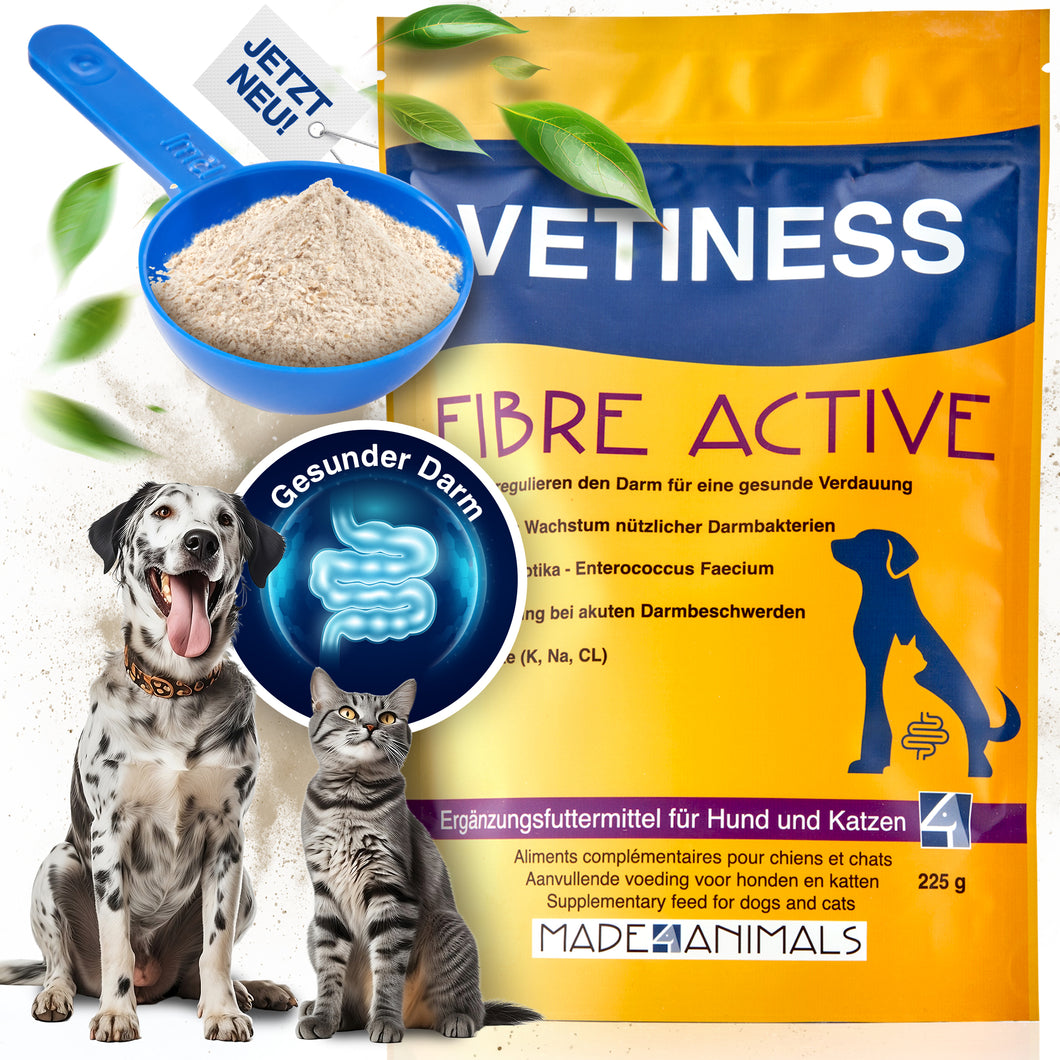 Vetiness Fiber Active Probiotics - pour une bonne santé intestinale - Enterococcus Faecium - favorise la croissance de bactéries intestinales bénéfiques