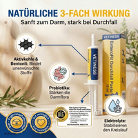 EnteroFit Durchfall Paste – natürliche 3-fach Wirkung mit Aktivkohle, Probiotika und Elektrolyten