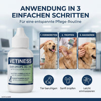 Vetiness Ohrentropfen AG 200 – Anwendung in 3 einfachen Schritten