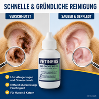 Vetiness Ohrentropfen AG 200 – schnelle und gründliche Reinigung: entfernt Schmutz und Ohrenschmalz